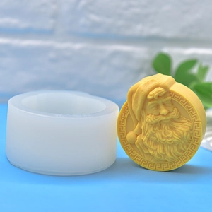 3D Santa Claus relief silicone mold for DIY candles and soap with embossed texture