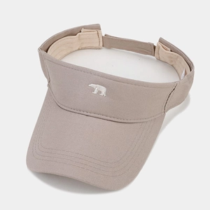 Khaki canvas sun visor hat featuring polar bear embroidery and adjustable strap