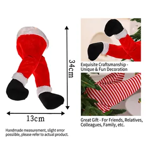 Elektrische Weihnachtsmannbeine als Baumschmuck in Rot-Weiß gestreift, Größe 34x13cm