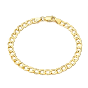 3mm S925 sterling silver gold plated Cuban chain bracelet with Italy hallmark logo