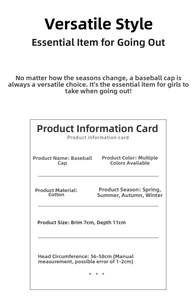 Detailed chart showing cotton baseball cap dimensions and specifications for a perfect fit