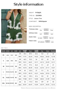 Detaillierte Größentabelle für das Bohemian Weste und Shorts Set in cm und Zoll Angaben