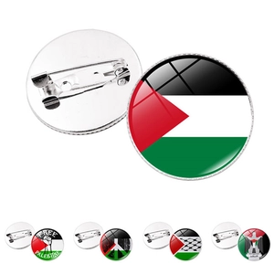 Palestine flag crystal glass brooch badge and Free Palestine pin button set