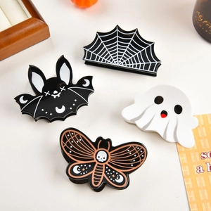 Halloween bat and ghost hair claw clip set made of premium glossy acetate for festive styling