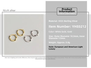 Technical dimensions of twisted S925 sterling silver hoop earrings in white and yellow gold