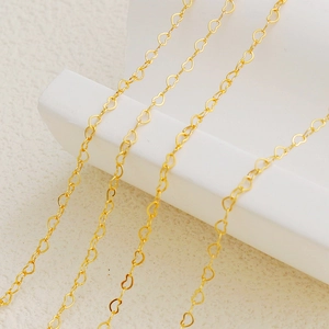 Detailed 14K gold filled heart link chain for DIY jewelry making and necklaces
