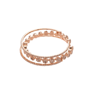 Elegant rose gold three-layer open bangle featuring sparkling pavé cubic zirconia