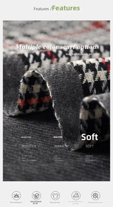 Macro du tissu de l'écharpe en pied-de-poule montrant la texture douce et les fibres