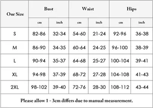 Detailed size chart for women's cutout swimsuit showing S-2XL bust waist hip measurements
