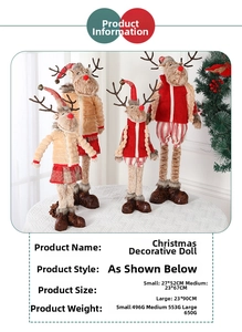 Detailed chart of Christmas reindeer plush doll dimensions and weights for holiday decor