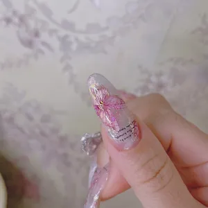 Laser butterfly nail decals with gold foil and aurora finish for elegant 3D nail art design