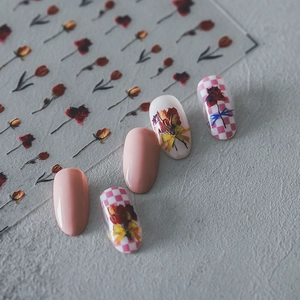 Japanese ultra-thin matte nail stickers with floral patterns and tulip designs