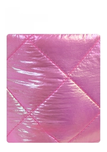 Detail of pink pearlescent quilted fabric with water-resistant and anti-scratch finish