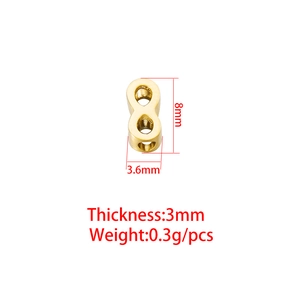Ciondolo infinito in acciaio inossidabile dorato, dimensioni 8x3,6mm e peso specificato