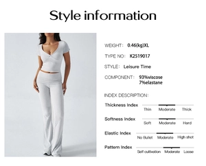 Guide des tailles et tissu pour l'ensemble Y2K gris avec t-shirt et pantalon