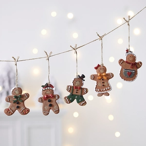 Christmas Gingerbread Man Hanging Ornaments Resin Cartoon Character Tree Decor For Holiday Party Home Festive