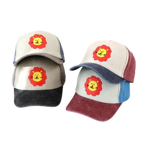 Berretto da baseball per bambini con stampa leone e visiera curva traspirante colorata