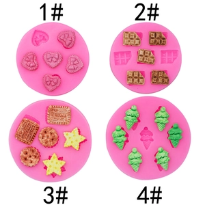 DIY Miniature Food Silicone Molds For Chocolate Fondant Clay Crafting Ice Cream Cookie Heart Bow Shapes Heat Resistant