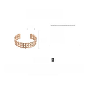 Detailed view of rose gold hollow layered open bangle with dimensions 6cm x 5.5cm