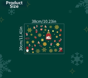 Tableau des tailles des autocollants de Noël avec gnomes, flocons et chaussettes