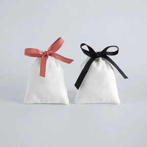 Velvet Jewelry Packaging Bags With Drawstring Ribbon Bow Elegant Small Gift Pouch For Ring Bracelet Storage