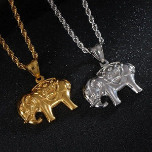 Ensemble pendentif éléphant vintage or et argent avec chaînes torsadées pour hommes