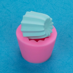Pink silicone mold for DIY cactus succulent candles or gypsum crafts with ribbed texture