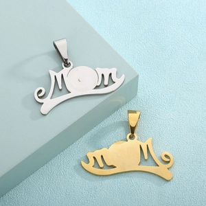 Pendentif Lettre MOM En Acier Inoxydable Breloques De Fabrication De Bijoux Pour Collier Bracelet Or Argent Fête Des Mères