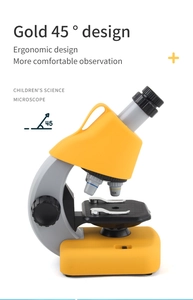 Detail of 45-degree ergonomic children microscope with 10X lens for science study