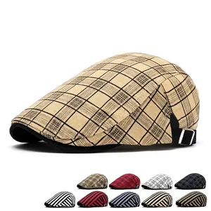 Classic cotton plaid newsboy cap for men and women available in multiple colors and patterns
