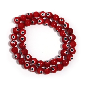 Glossy red Millefiori glass evil eye round beads for DIY jewelry making accessories
