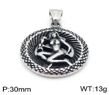 Détail du pendentif zodiaque de 30mm montrant le design gaufré et le poids de 13g