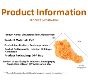 Detailed view of realistic fried chicken wing model with dimensions 7.5cm by 4cm