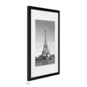 Detail view of 0.59 inch thick black minimalist frame with Eiffel Tower art print