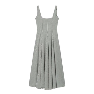 Robe midi sans manches pour femme avec motif vichy classique noir et blanc