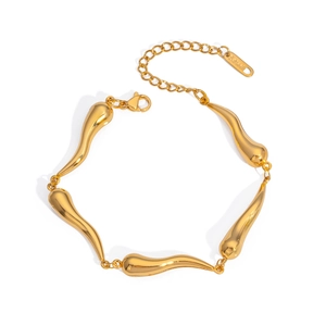 Detailed view of gold stainless steel link bracelet with lobster clasp and extender