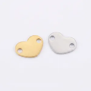 Heart Shaped Connector Charm 304 Stainless Steel Double Hole Mirror Polished DIY Bracelet Necklace Jewelry Making