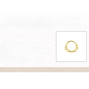 Detail specifications card for 925 sterling silver elk antler earrings in gold finish