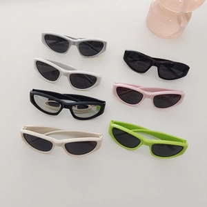 Kids Y2K Cat Eye Sunglasses UV400 Protection Resin Frame PC Lens Outdoor Sports Narrow Eyewear Vintage Trendy