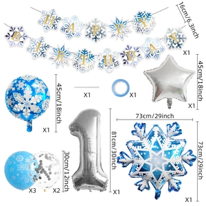 Blue and silver snowflake balloon set for frozen theme birthday party decoration