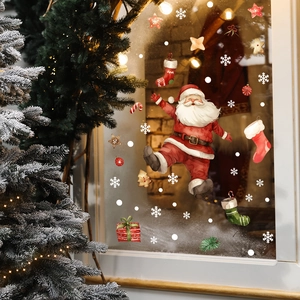 Christmas static window clings featuring Santa Claus, snowflakes and festive gift decals