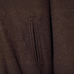 Women's casual street style coffee brown wool jacket featuring vertical welt pockets