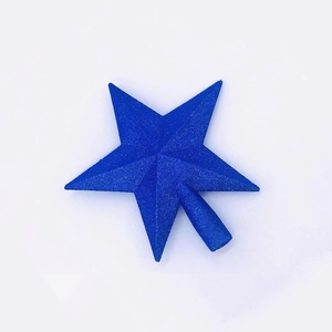 Blue glitter star tree topper for Christmas tree decoration with 3D star-shaped design