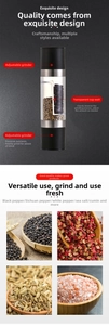 Dual head stainless steel salt and pepper grinder with adjustable coarseness and clear window