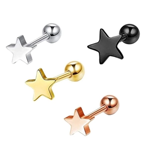 Star Cartilage Earring Stainless Steel Tragus Piercing Stud Ball Screw Back Minimalist Body Jewelry