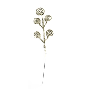 Golden glitter spiral stems for Christmas tree decoration and floral arrangements