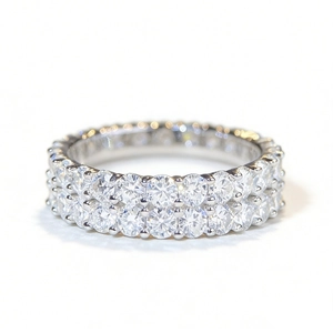 Double row S925 sterling silver eternity ring with sparkling Moissanite stones