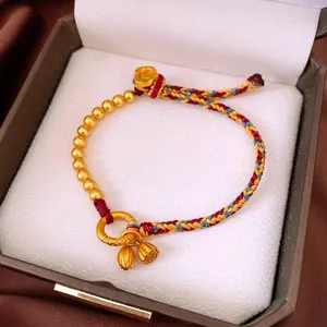 Woven Rope Bracelet With Lotus Seedpod Pendants And Copper Beads Handmade New Chinese Style Ethnic Vintage Jewelry Women
