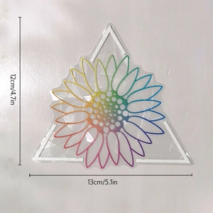 Rainbow sunflower suncatcher prism film detail with 12cm x 13cm size specifications