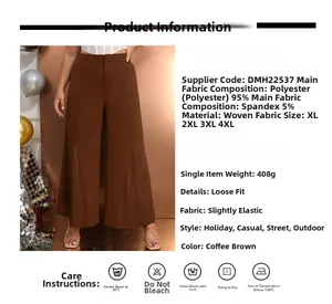 Details einer braunen Hose mit weitem Bein, hoher Taille und plissiertem Saum-Patchwork